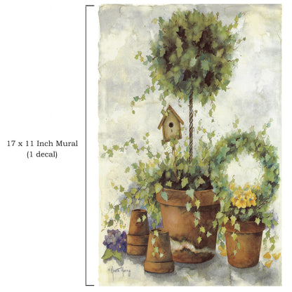 Topiary Bird House 17 x 11 Inch Mural 1 pc Overglaze Ceramic Decal
