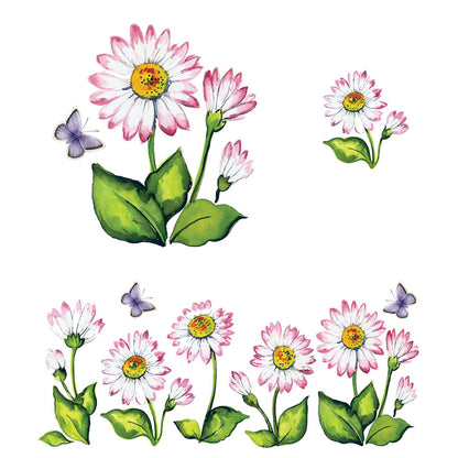 White Daisies and Butterflies Overglaze Ceramic Decals
