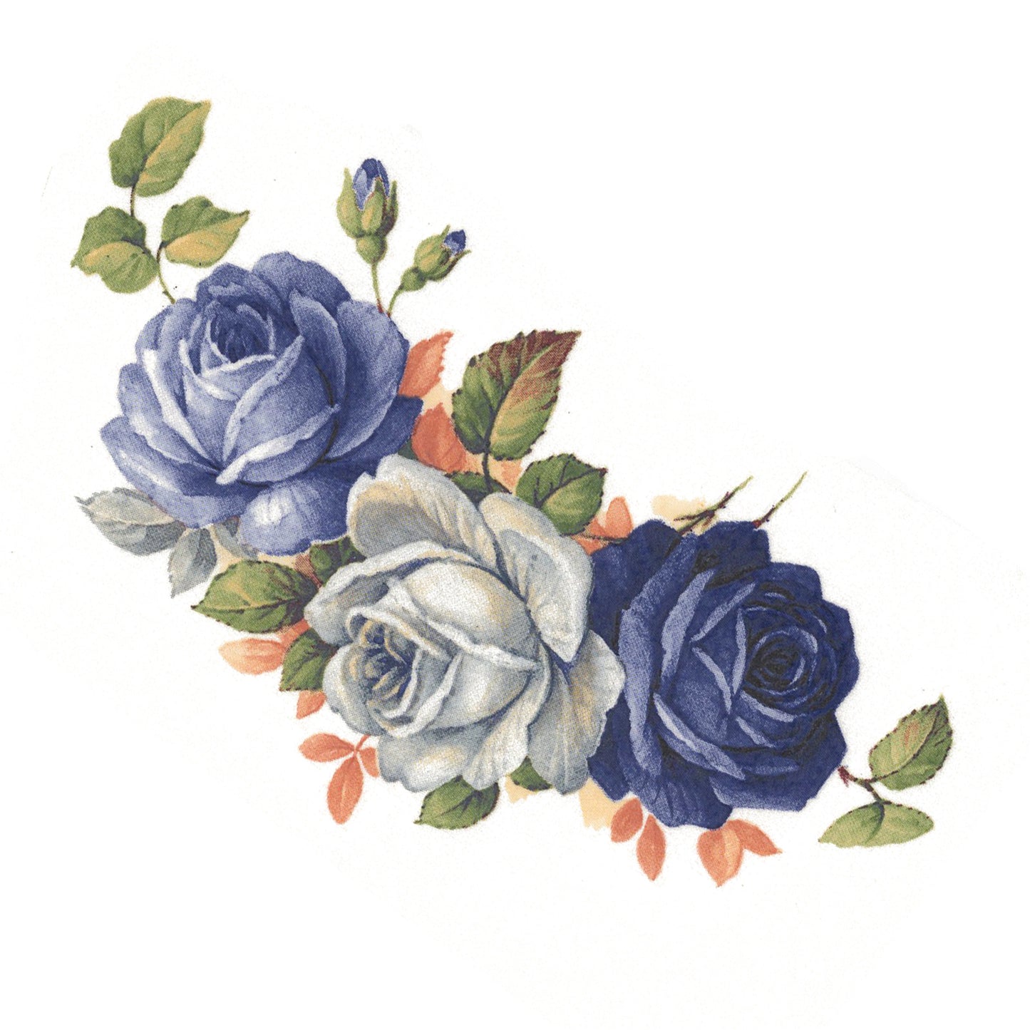 Blue White Rose Flower Spray Waterslide Ceramic Decals