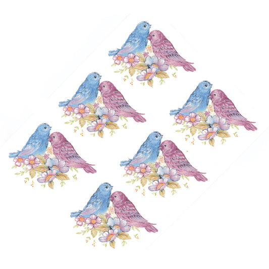Lovebirds Blue Pink Birds Overglaze Ceramic Decals