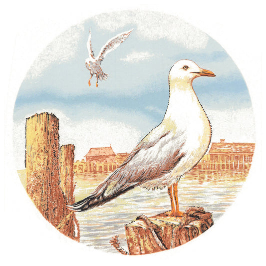Seagull Bird Ocean Beach Blue Sky Overglaze Waterslide Ceramic Decals