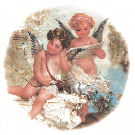 Cherub Angels at Play with Doves Overglaze Waterslide Ceramic Decals