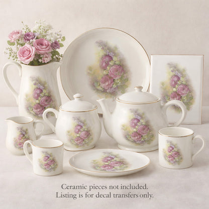 Roses Lilacs Flower Overglaze Waterslide Ceramic Decals