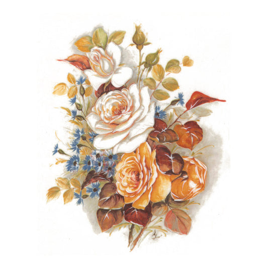 White Yellow Rose Flower Spray Overglaze Ceramic Decals