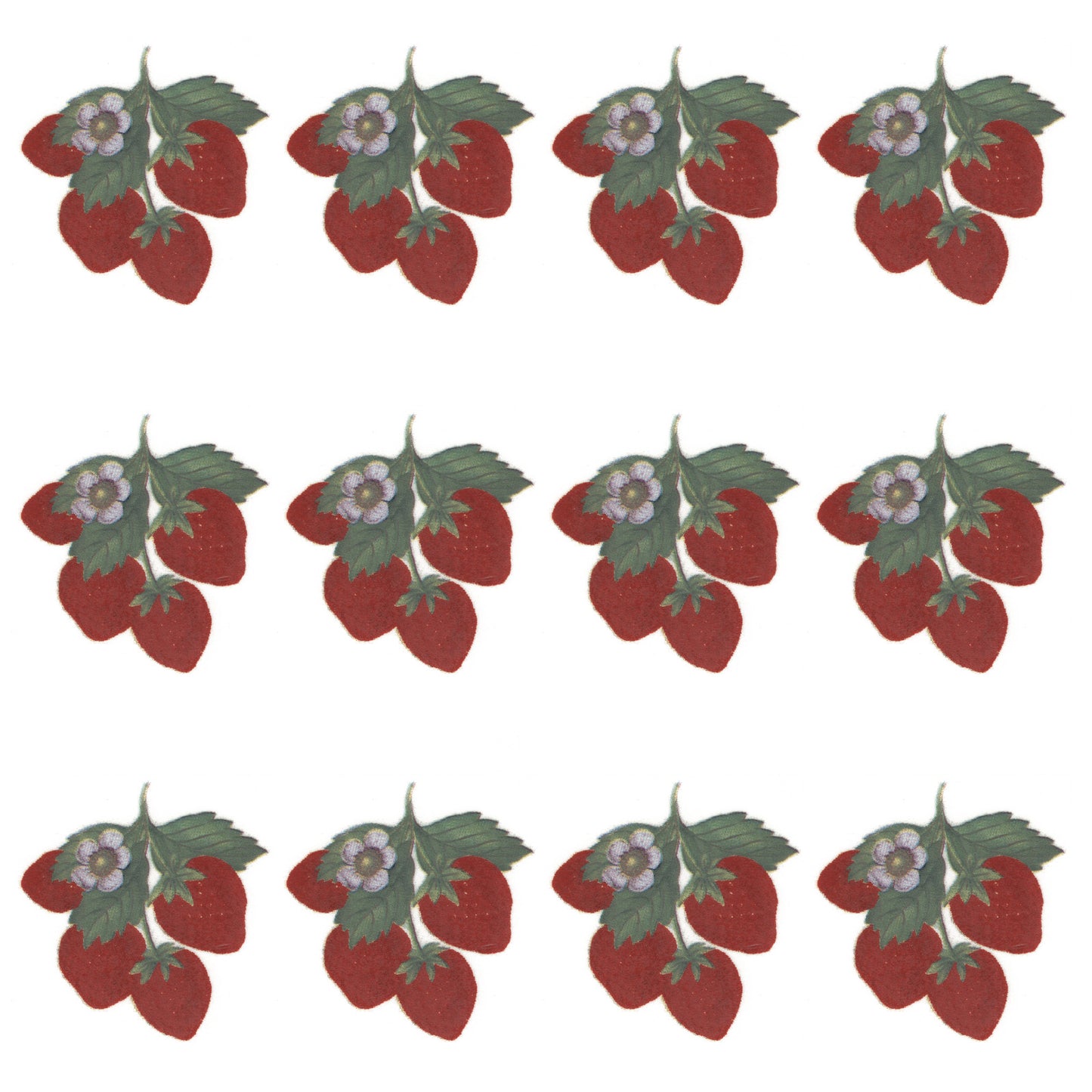 Strawberries Bunch 1.65 Inch 12 pcs Overglaze Waterslide Ceramic Decals