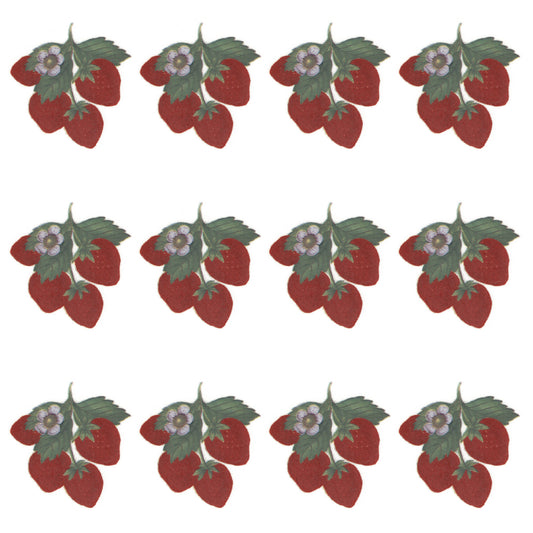 Strawberries Bunch 1.65 Inch 12 pcs Overglaze Waterslide Ceramic Decals