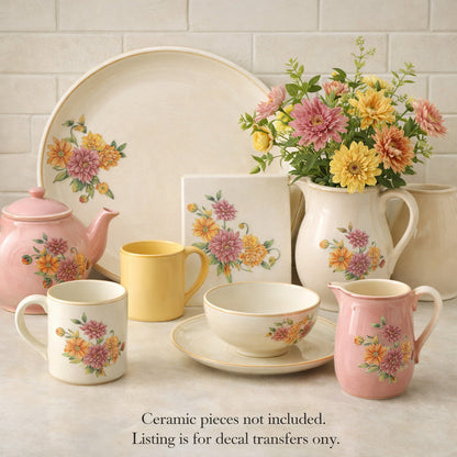 Chrysanthemum Flower Overglaze Waterslide Ceramic Decals