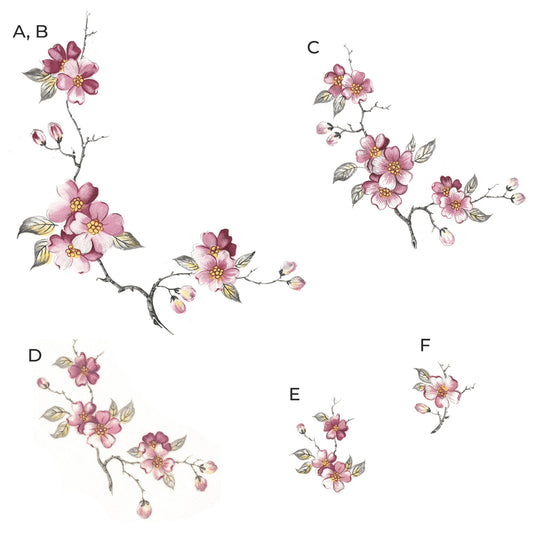 Cherry Blossom Motif Collection Overglaze Ceramic Decals