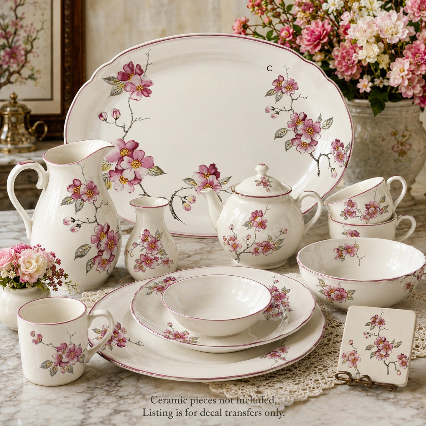 Cherry Blossom Motif Collection Overglaze Ceramic Decals