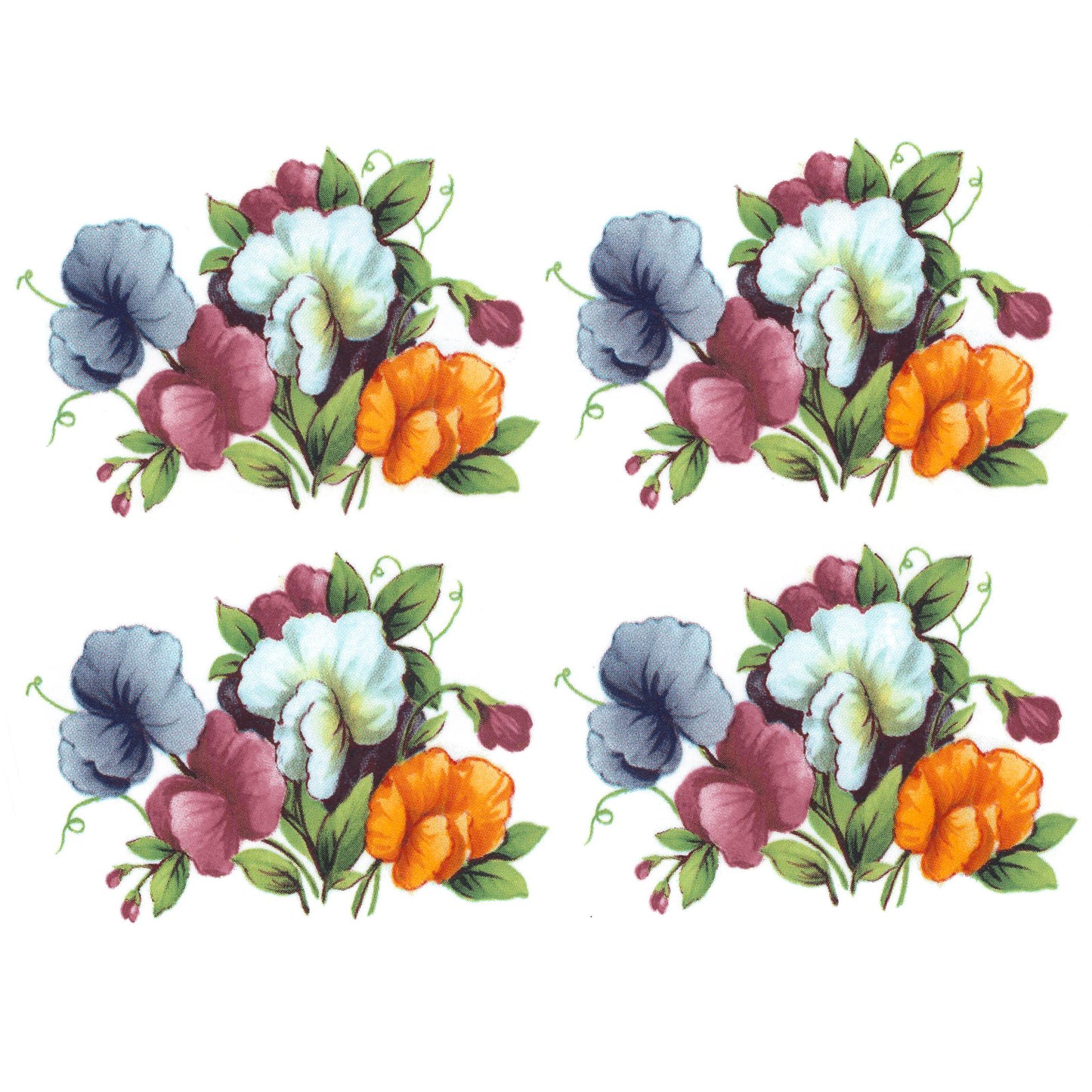 Sweet Pea Flowers Overglaze Ceramic Decals