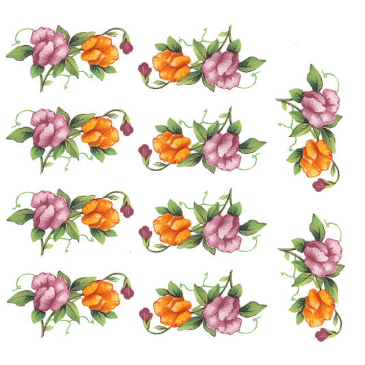 Sweet Pea Flowers Bits Overglaze Ceramic Decals