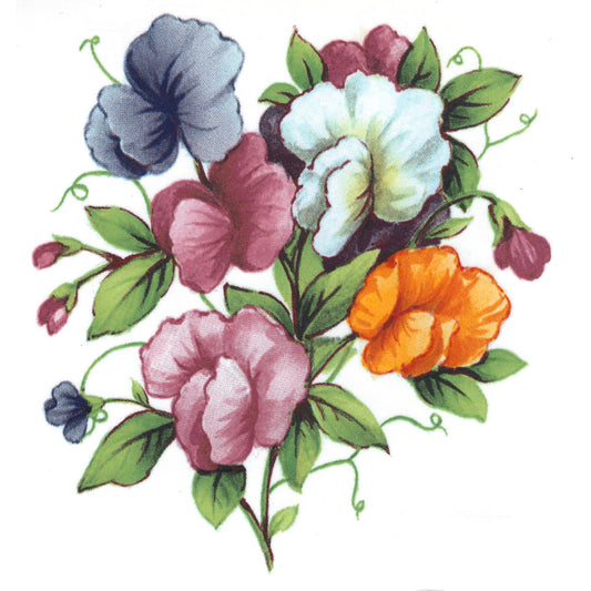 Sweet Pea Flowers Bouquet Overglaze Ceramic Decals