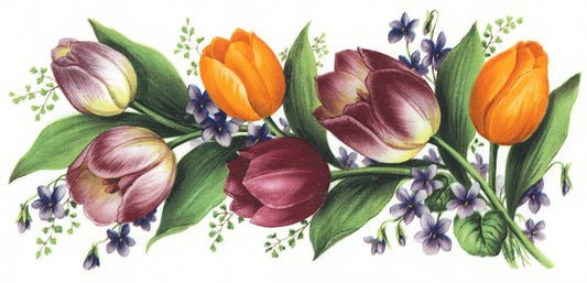 Tulip Flower Mug Wrap 8 x 3 Inch 1 pc Overglaze Waterslide Ceramic Decals