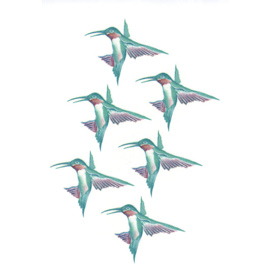 Tropicana Hummingbird 6 pcs Overglaze Waterslide Ceramic Decals