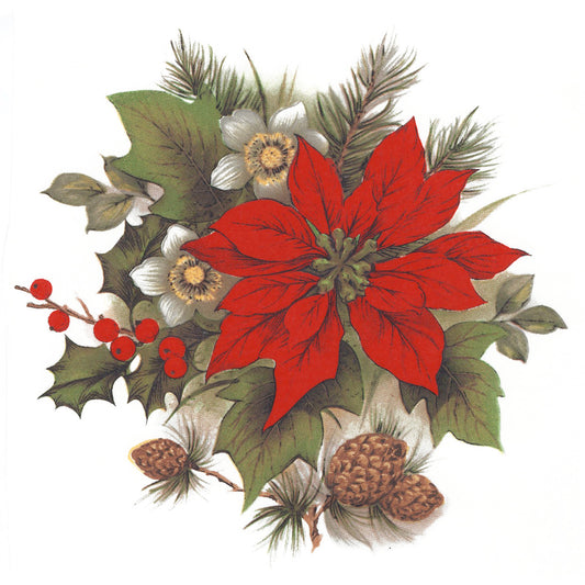 Christmas Poinsettia Bouquet Overglaze Ceramic Decals