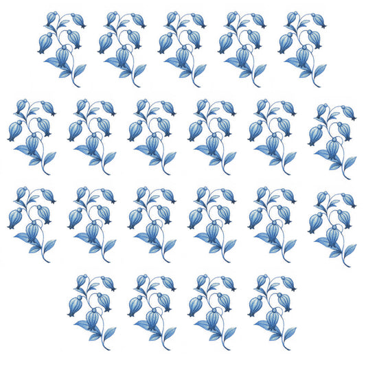 Blue Delft Rose Small 1.25 Inch 21 pcs Overglaze Ceramic Decals