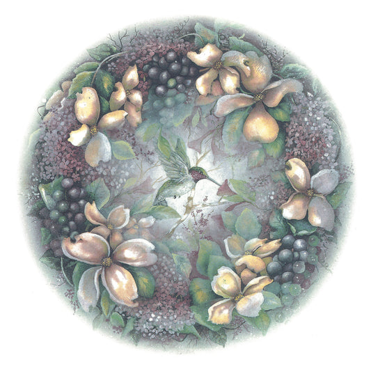 Magnolia Grapes Hummingbird Overglaze Ceramic Decals