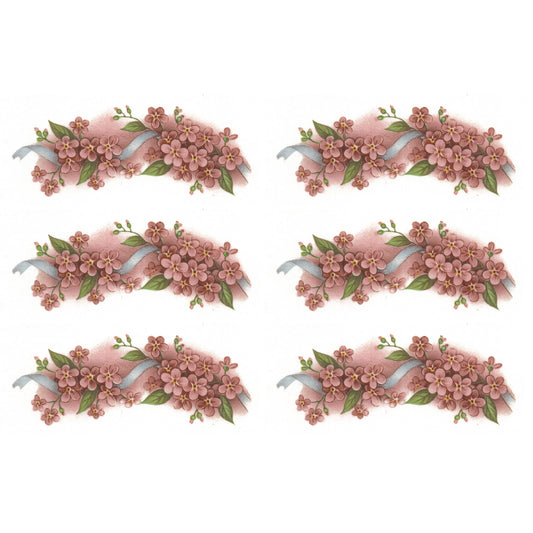 Forget Me Not Peach Pink Flowers Border 3 Inch 6 pcs Ceramic Waterslide Decals