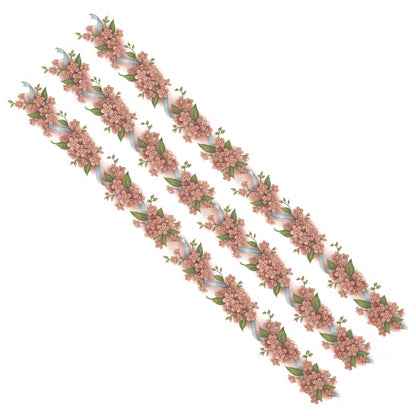 Forget Me Not Peach Pink Flowers Borders 11.5 Inch 3 pcs Ceramic Waterslide Decals