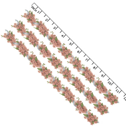 Forget Me Not Peach Pink Flowers Borders 11.5 Inch 3 pcs Ceramic Waterslide Decals