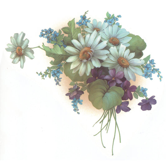 Daisy Violet Flower Bouquet Overglaze Waterslide Ceramic Decals