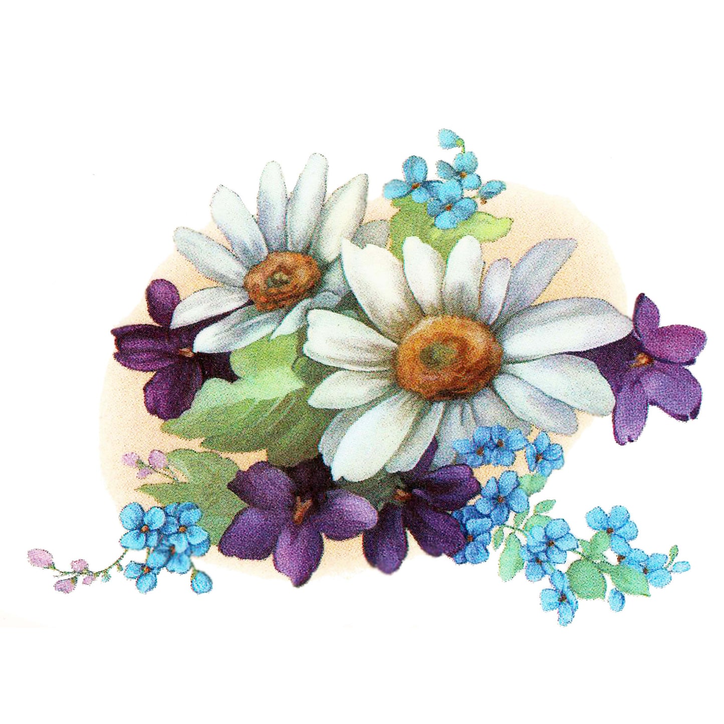 Daisy Violet Flower Bouquet Overglaze Waterslide Ceramic Decals