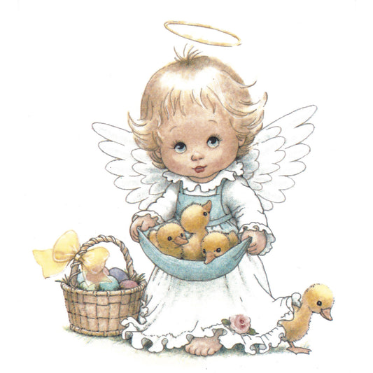 Easter Angel Yellow Ducklings Overglaze Ceramic Decals