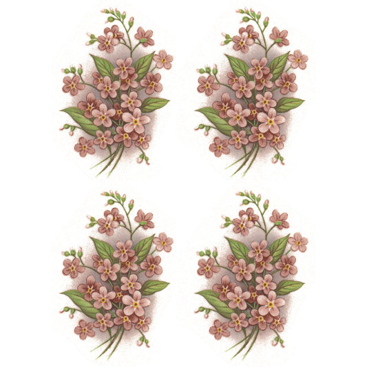 Forget Me Not Peach Pink Flowers Spray Ceramic Waterslide Decals