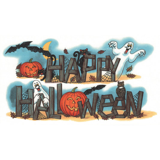Happy Halloween Ghost Pumpkin Overglaze Ceramic Decal