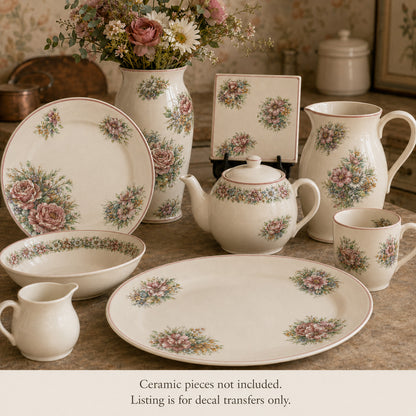 Wildflower Pink Orchid White Daisy Bouquet Motif Waterslide Ceramic Decals