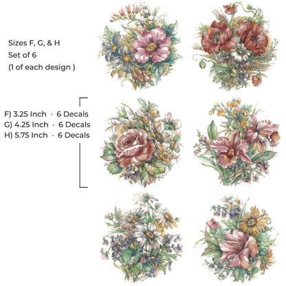 Wildflower Pink Orchid White Daisy Bouquet Motif Waterslide Ceramic Decals