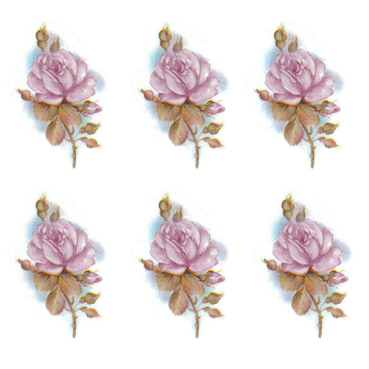 Rose Decals Pink Bud Flower Overglaze Waterslide Ceramic Decals
