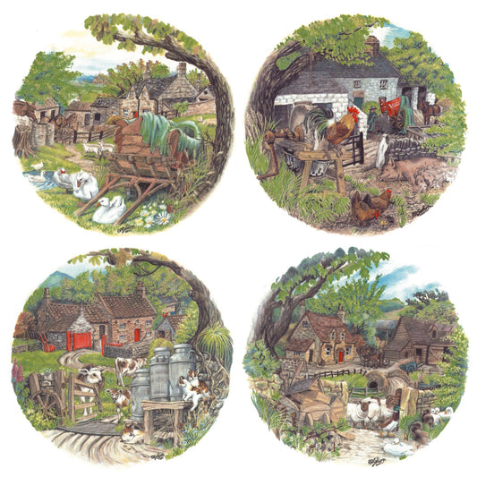 Farmyard Rooster Cow Sheep Overglaze Waterslide Ceramic Decals