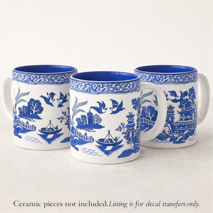 Blue Willow China Mug Wraps Overglaze Waterslide Ceramic Decals
