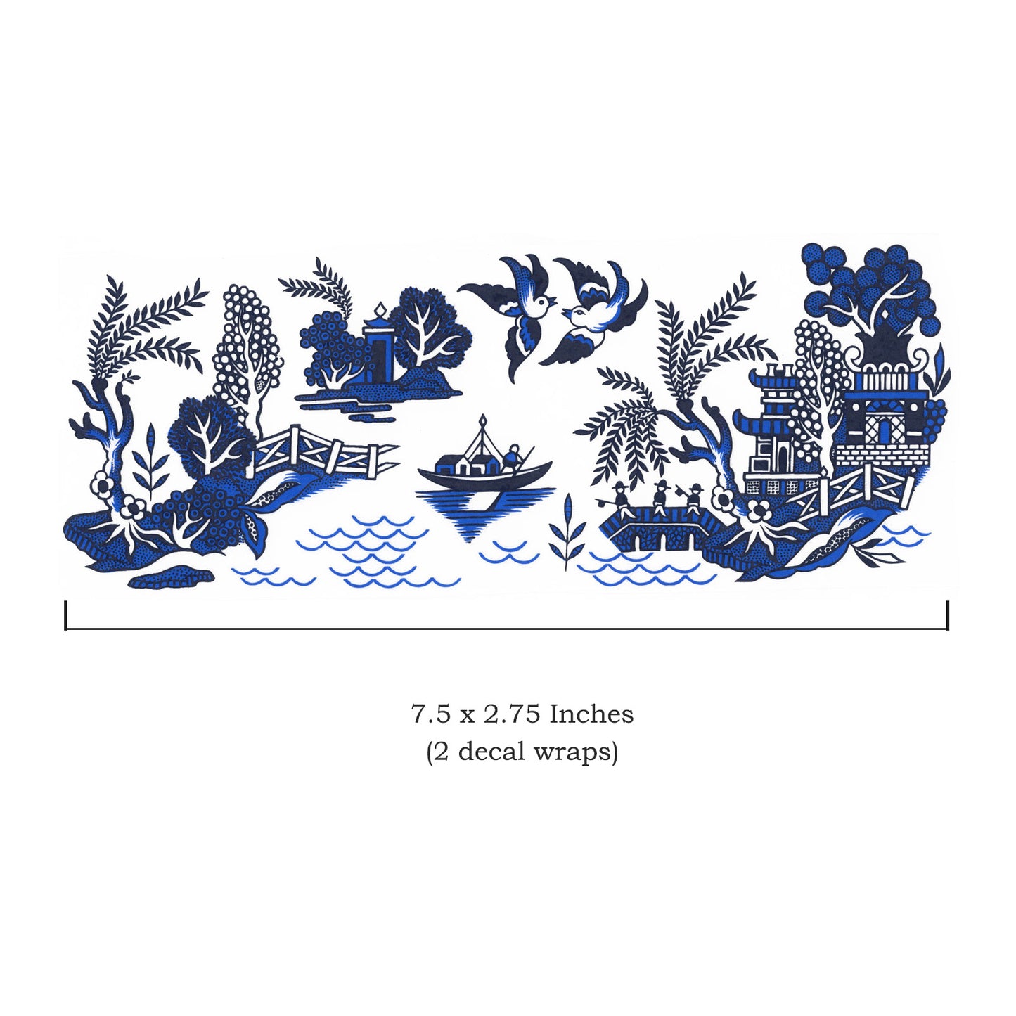 Blue Willow China Mug Wraps Overglaze Waterslide Ceramic Decals