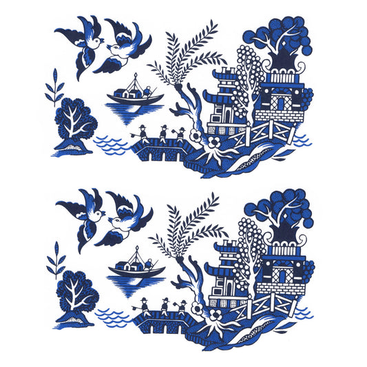 Blue Willow China Rectangles Overglaze Waterslide Ceramic Decals