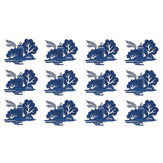 Blue Willow China Rectangles 12 pcs 1.75 Inch Overglaze Waterslide Ceramic Decals