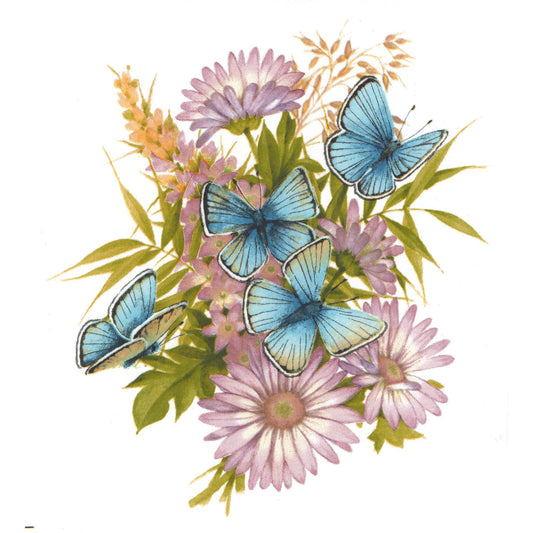 Blue Garden Butterflies Overglaze Waterslide Ceramic Decals