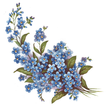 Flowers Forget Me Not Spray Blue Overglaze Ceramic Decals