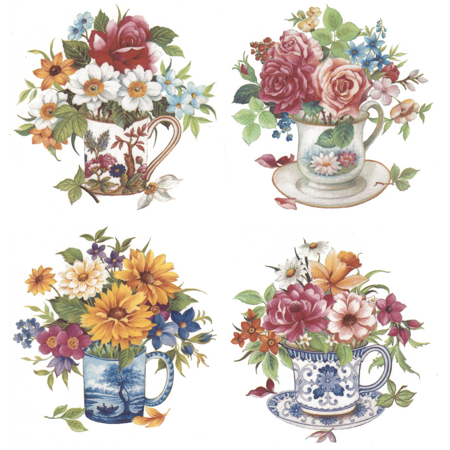 Teacup Saucer Flowers Waterslide Ceramic Decals