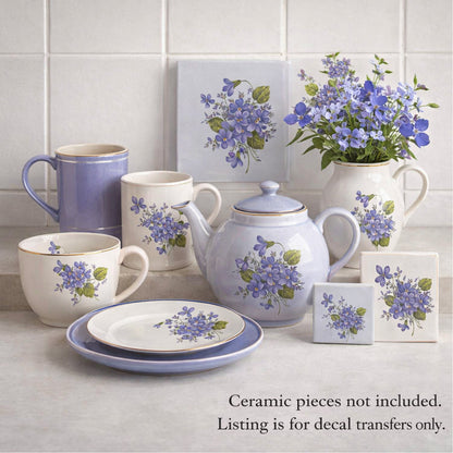 Purple Violet Flower Overglaze Waterslide Ceramic Decals