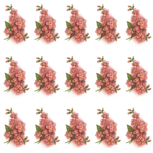 Forget Me Not Peach Pink Flowers Spray 1.25 Inch 15 pcs Ceramic Waterslide Decals