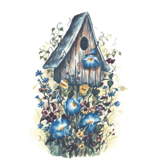 Flowers Morning Glory Birdhouse Overglaze Ceramic Decals