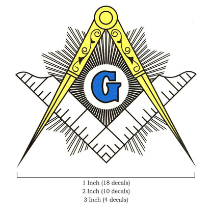Masonic Emblem Blue Yellow Select-A-Size Waterslide Ceramic Decals