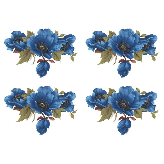 Blue Poppy Flower Style H Overglaze Ceramic Decals