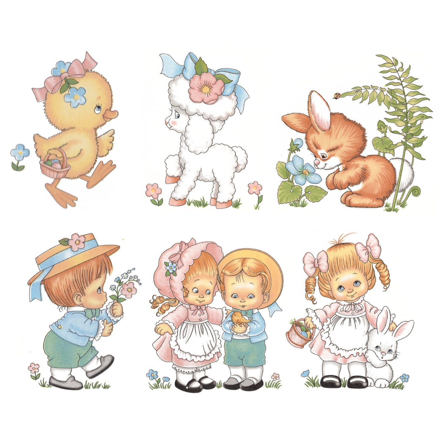 Easter Boy Girl Lamb Duck Rabbit Overglaze Ceramic Decals