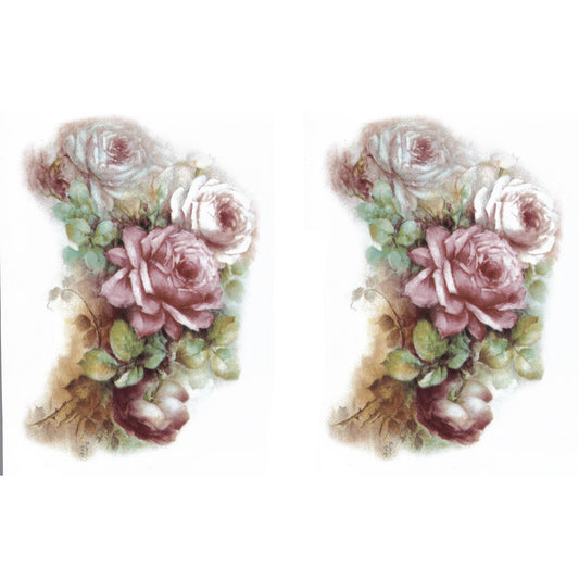 Pink Rose Spray Bouquet Overglaze Ceramic Decals