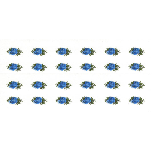 Rose Blue Flower Tiny Bud 24 pcs 0.75 Inch Overglaze Waterslide Ceramic Decals