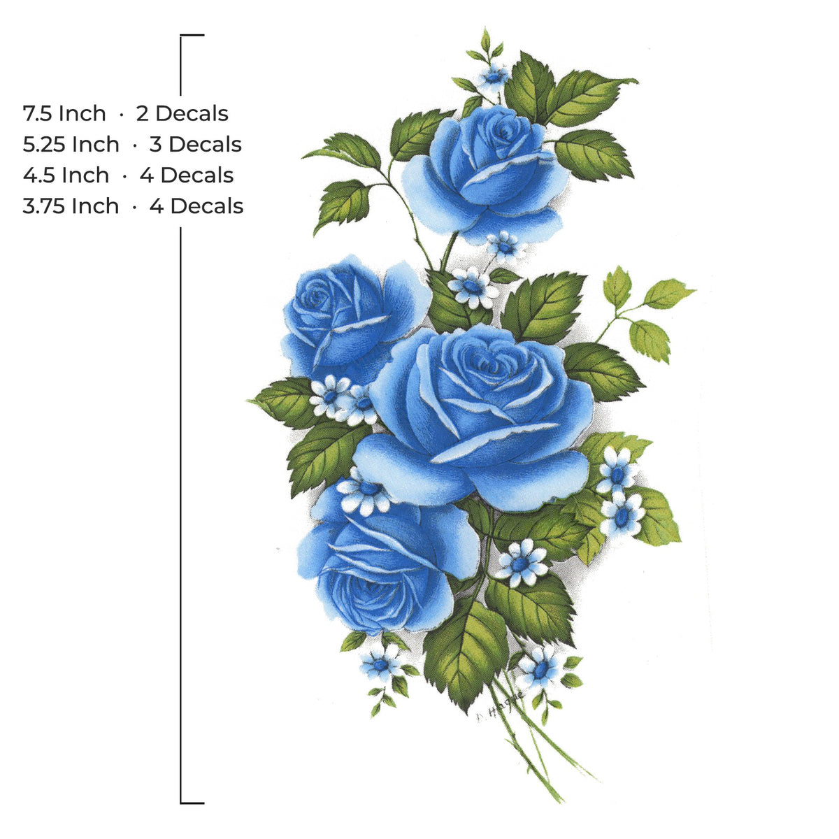 Rose Blue Flower Overglaze Waterslide Ceramic Decals