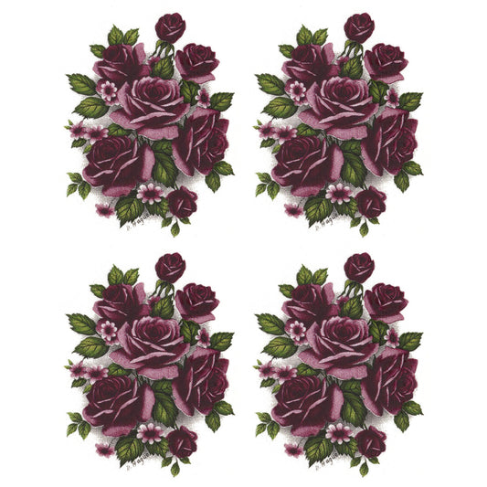 Rose Maroon Flower Style N Overglaze Ceramic Decals